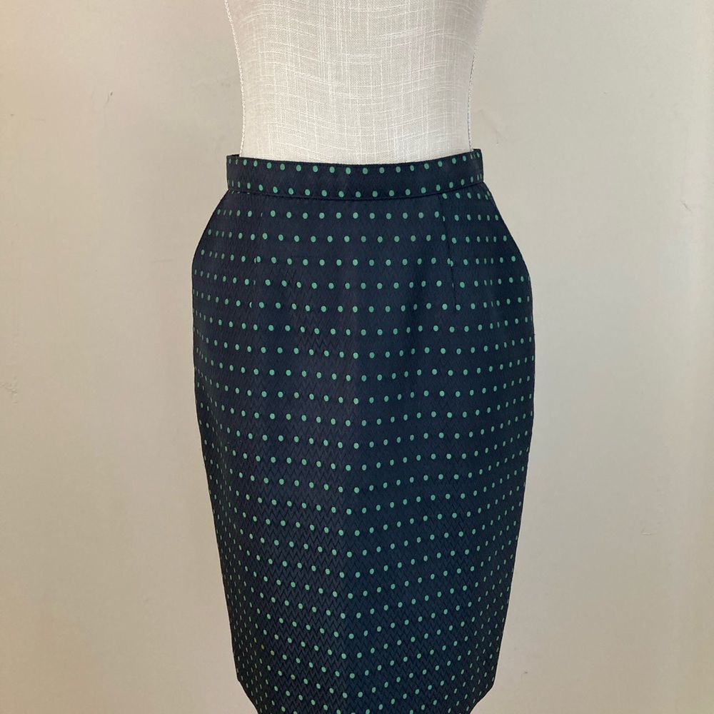 Black w/ Green Polka Dots Pencil Skirt